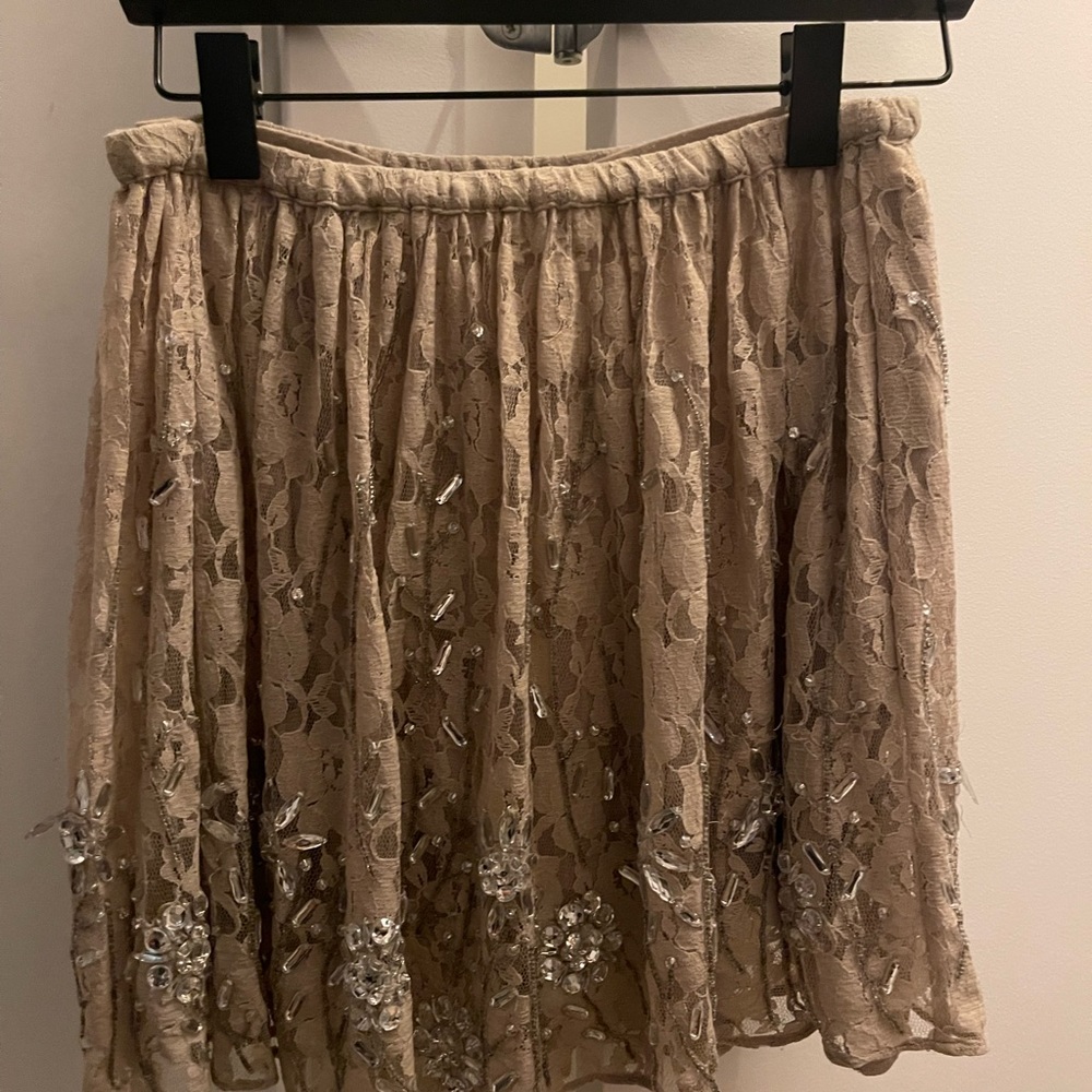 Chan Luu hand-beaded lace skirt